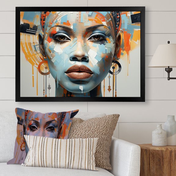 Designart "Portrait Of The Queen Of Africa" African Tribal Picture Framed Canvas Prints