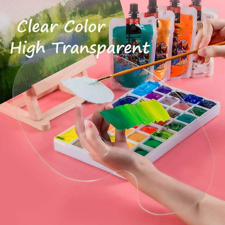 Paint Palette, Clear Paint Tray Paint Holder Tray NonStick Artist Pallet  with Thumb Hole for Home Painting Room Studio for School Outdoor for Kids
