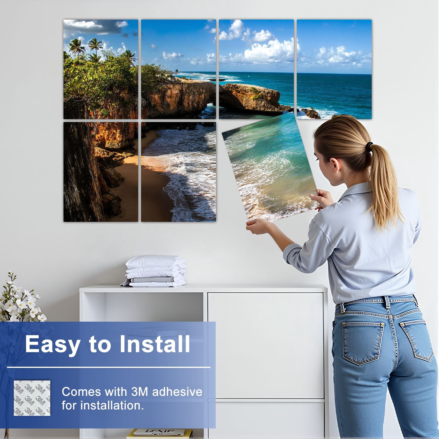 8 Pack Art Acoustic Panels Sound Absorbing stone bridge cabo puerto Decorative Soundproof Wall Panels Self Adhesive for Nursery Game Room Bedroom 48"x32"