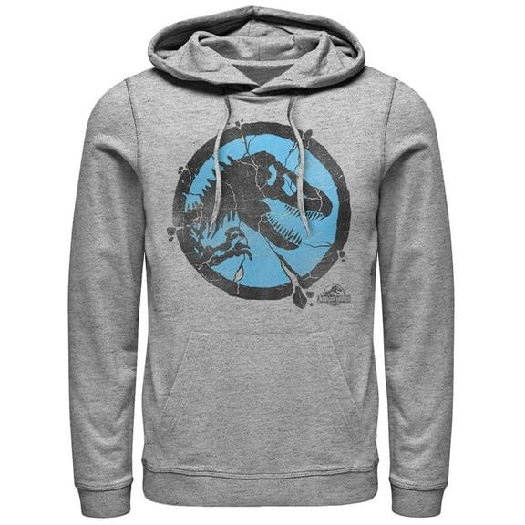 Men's Jurassic World Cracked T. Rex Logo  Pull Over Hoodie Athletic Heather Large