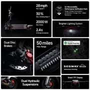 Segway MAX G3 Electric Scooter, 28 mph Max Speed, 50 Miles Max Range, Teens and Adults, Black