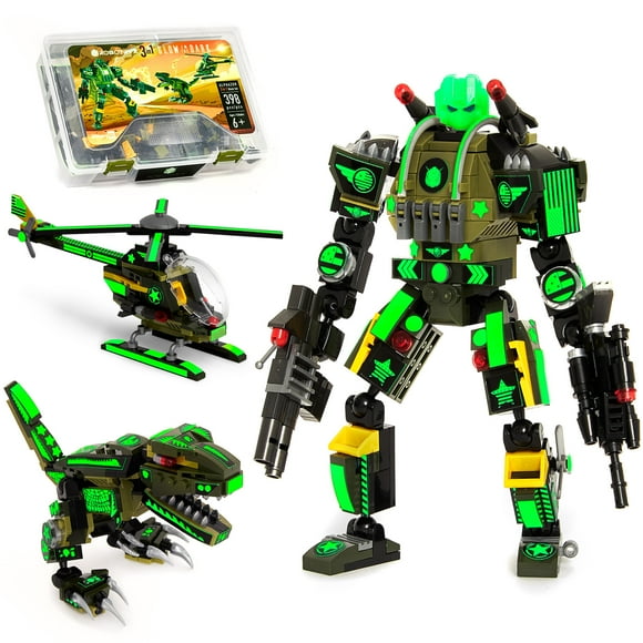 JitteryGit Army Dinosaur Robot Stem Building Toy | Gifts for Boys Ages 6 7 8 9 10 11