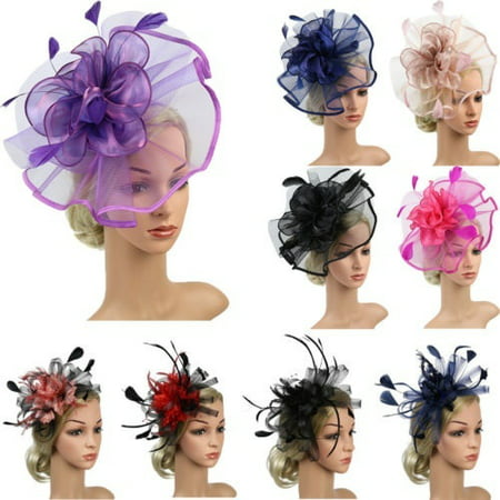 Women´s Hair Accessory Clip Feather Mesh Wedding Bridal Party Fascinator Hat