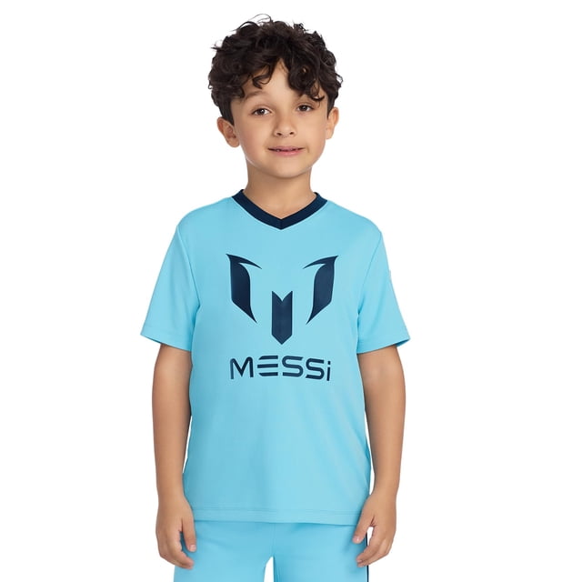 T-Shirt Messi Garçon Col en V Manches Courtes Bleu Air 4
