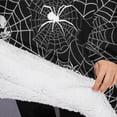 thumbnail image 3 of Oversized Wearable Blanket Hoodie,Spider Web and Skulls Halloween Pattern Sherpa Blanket Hoodie with Super Pockets,Super Warm Fuzzy Pullover for Women & Men, 3 of 6