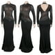 thumbnail image 4 of Vestido Nagfar sexy de malla transparente con diamantes de imitación para mujer, color negro, 4 of 5