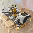 thumbnail image 3 of Black Marble Gold Wave Pattern Rectangle Tablecloth 60"x120",Waterproof Polyester Rectangle Table Cloth, Wipeable Spillproof Polyester Tablecloth for Dining, Camping, Indoor and Outdoor, 3 of 6
