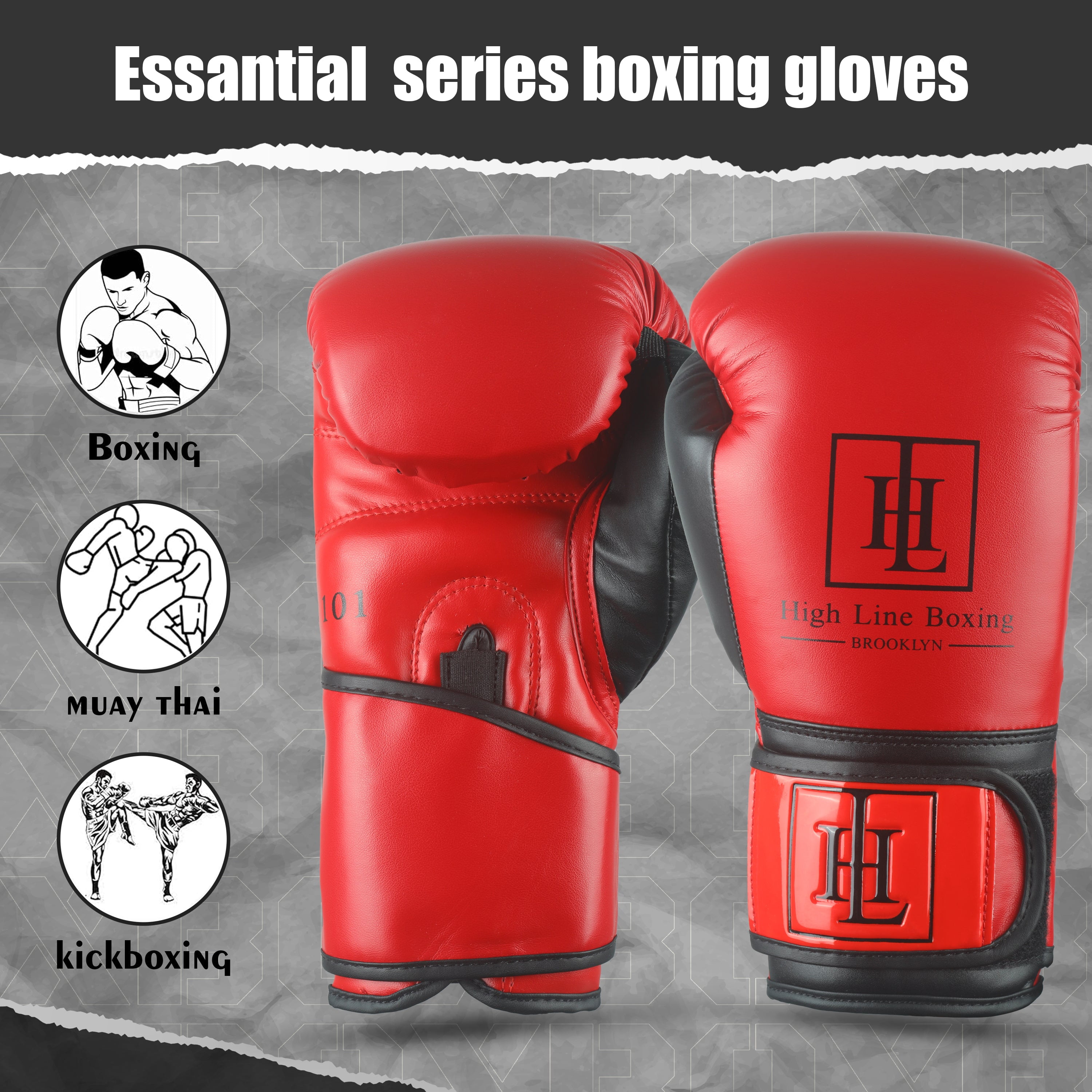 High Line Red Boxing Gloves for Men and Women| Premium Punching Gloves/Boxing Training Gloves Made with Faux Leather| Free Wrist Wraps and Bag Included (10 oz, 12 oz, 14 oz & 16 oz)