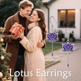 thumbnail image 3 of Lotus Earrings 925 Sterling Sliver Purple Lotus Flower Dangle Earrings Jewerly Gifts for Women, 3 of 6