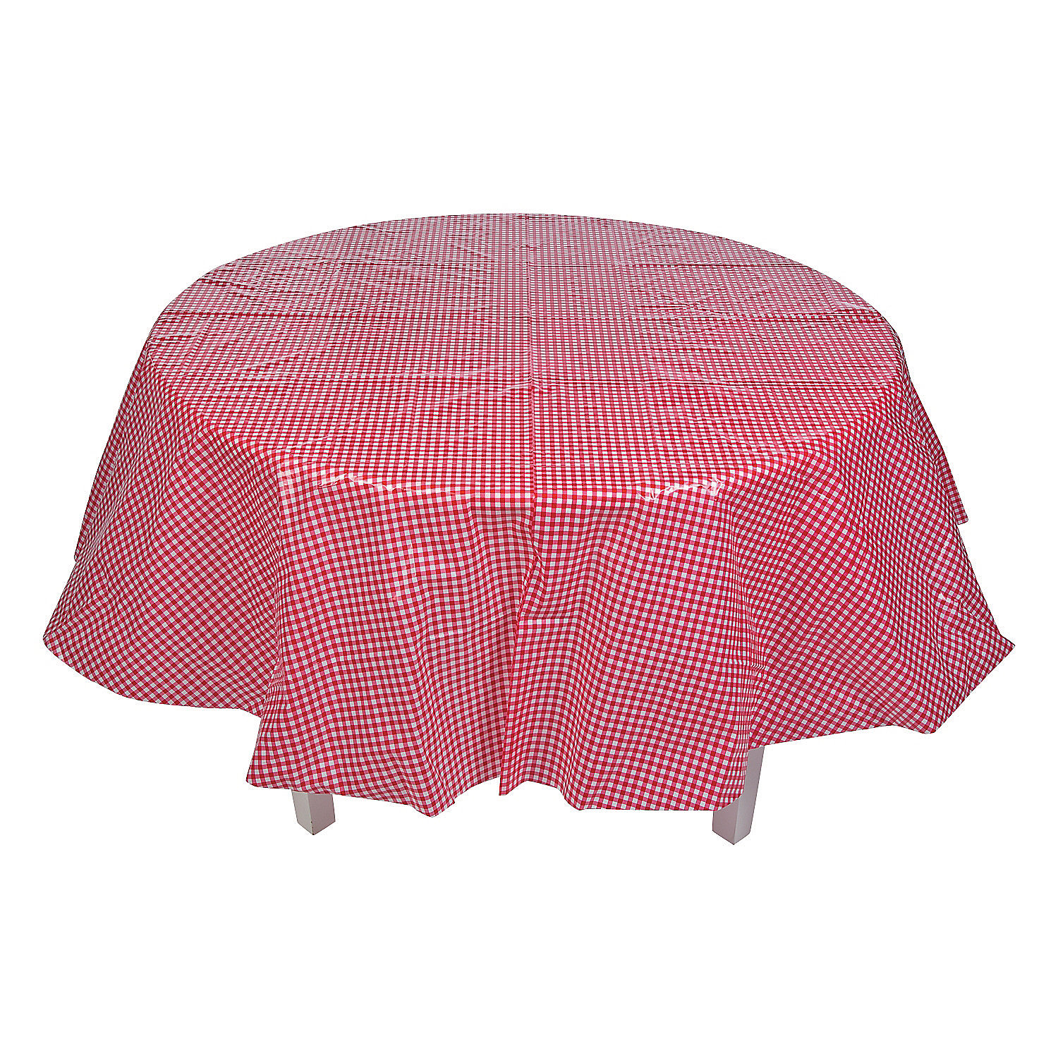 Red Gingham Round Tablecover Plastic Party Supplies 1 Piece