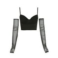 thumbnail image 5 of Coduop Women's Mesh Patchwork Sleeveless Spaghetti Strap Crop Vest with Half Sleeve, 5 of 6