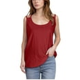 thumbnail image 3 of Women's Solid Color Round Neck Casual Sleeveless Tank Top Comfy Breathable Summer Outfits | CSEONE,Red M, 3 of 7