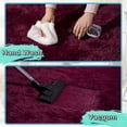 thumbnail image 2 of SARAG Fluffy Rug, 5x7 Non-Slip Plush High Pile Carpet for Bedroom Dining Room Kids Room, Wine Red, 2 of 7