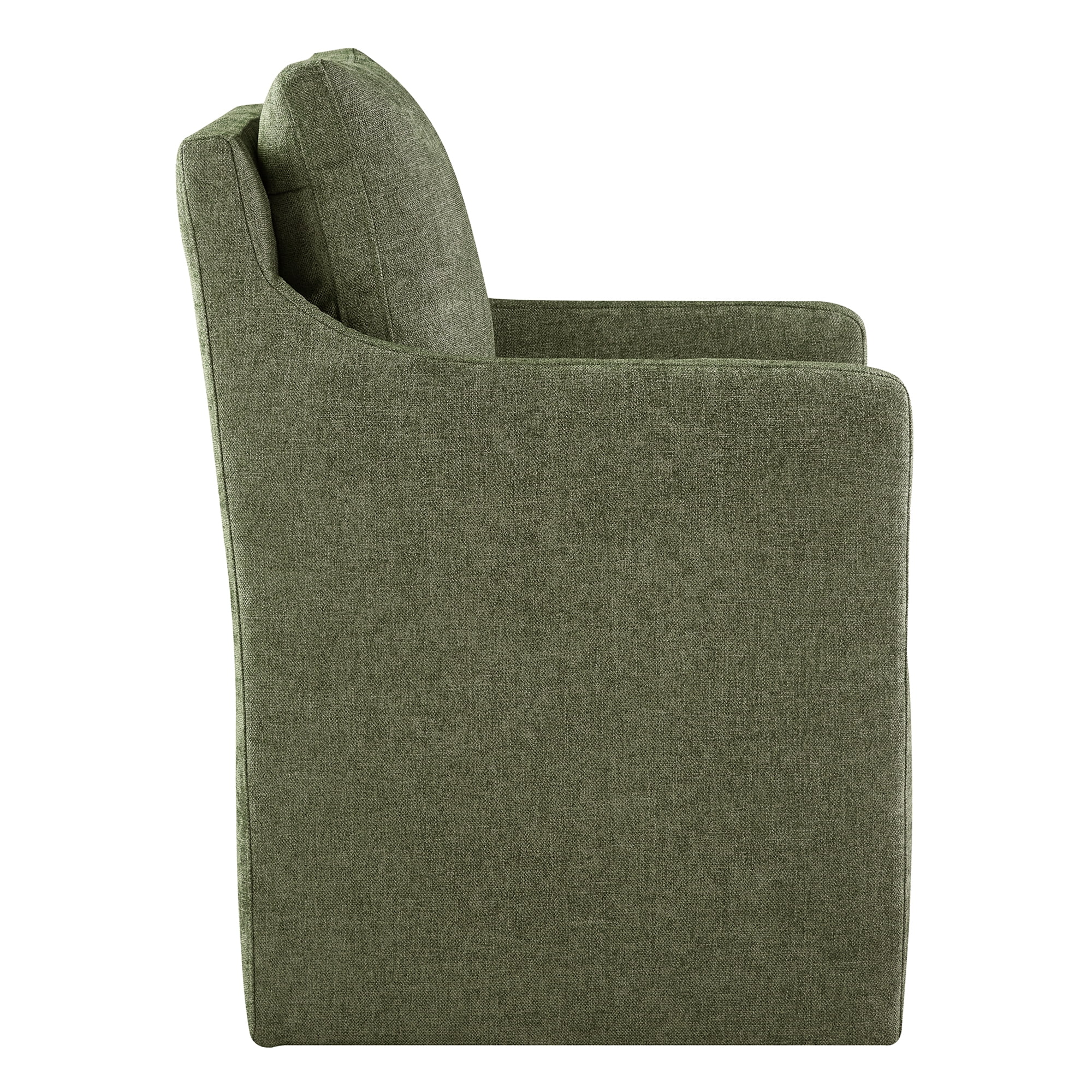 Spruce & Spring Upholstered Dining Arm Chair with Casters, Green Fabric
