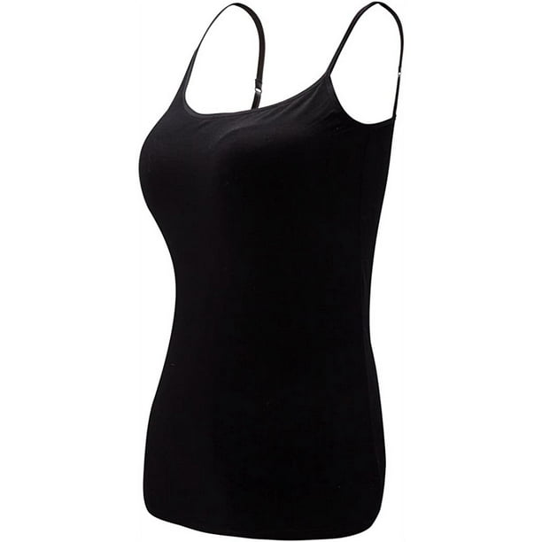 Womens Camisoles Tops with Built in Padded Bra Basic Breathable Tank Top