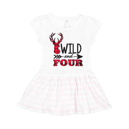 

Inktastic Plaid Deer Wild and 4 with Arrow Gift Toddler Girl Dress