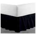 Navy Blue Solid Ruffled Bed Skirt Queen18 Inch Drop Split Corner
