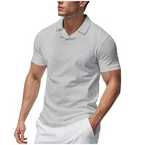 Hot Days, Bold Styles YLSDY Mens Henley Shirts Short Sleeve Muscle Fit Corchet Knit Performance Moisture Wicking Tops Dressy Casual Golf Office tees Gray L