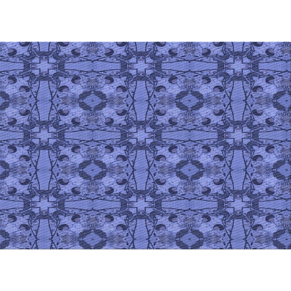 Ahgly Company Indoor Rectangle Patterned Sky Blue Dress Blue Area Rugs, 8' x 12'