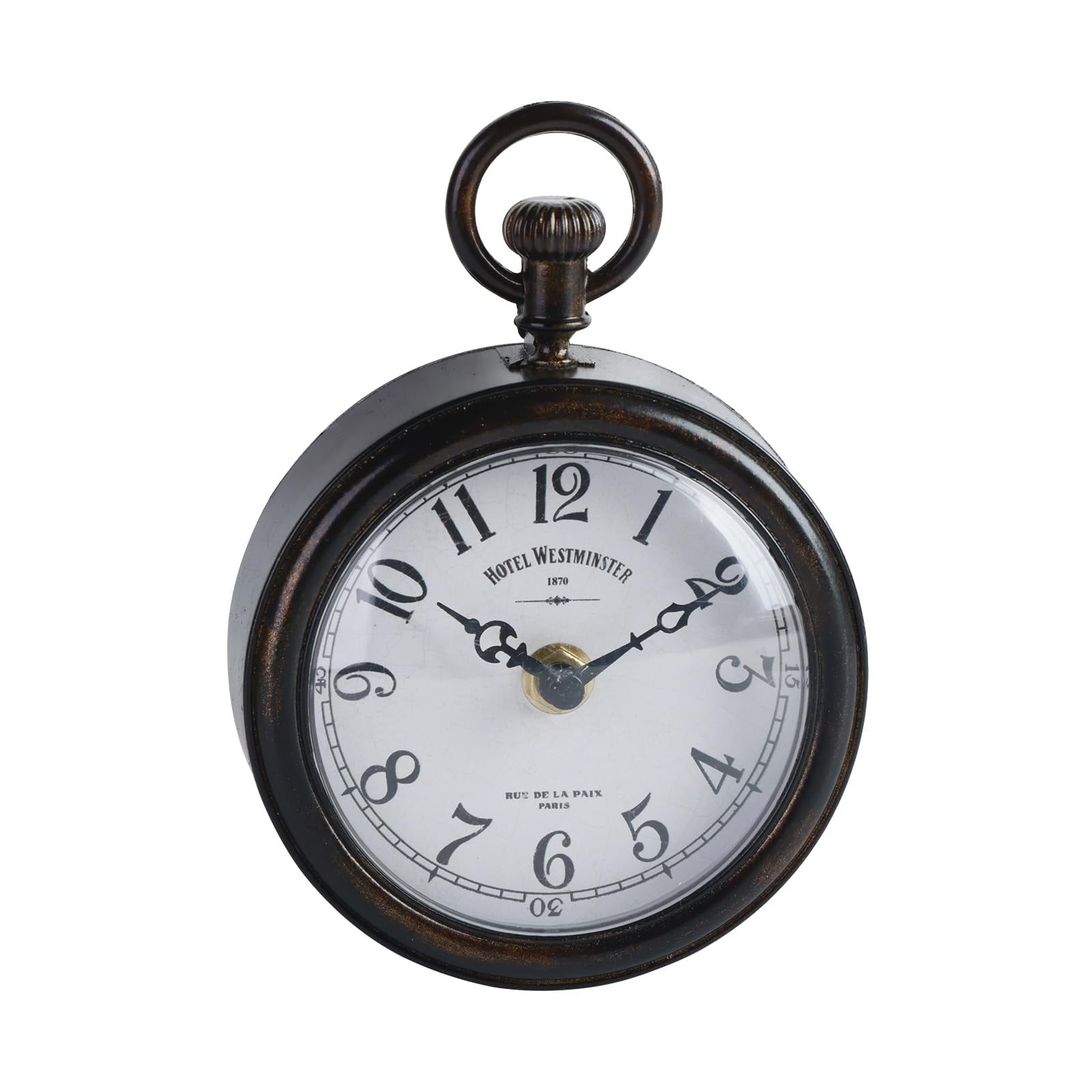 Vintage Style Wall Clock, Black Metal Pocket-Watch Design 4.6 Inch