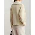 thumbnail image 6 of Womens Fall Long Sleeve Zip Up Cardigan Sweaters Casual Loose Collared Ribbed Knit Tops Jackets Rice One Size, 6 of 7