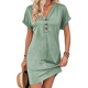 thumbnail image 1 of Vestido camisero de algodón para mujer, estilo casual de verano, manga corta, con botones, ideal para la playa o como pareo, con bolsillos., 1 of 5