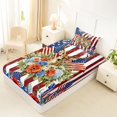 thumbnail image 4 of Manfei Watercolor Floral Twin Sheets,Classic Buck Head Flag Bedding,Red Navy,3-Piece,1 Fitted Sheet and 1 Pillowcase, 4 of 6