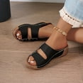 thumbnail image 3 of Rokment Studded Orthotic Platform Wedges Slip on Walking Sandals for Women Summer Beach Fashion Casual Leather Chunky Mid Heel Slides Dress Slippers Black Size 6, 3 of 8