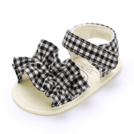 

Mioliknya Baby Leisure Toddler Shoes Soft Sole Wave Point Lattice Bow Style Sandals