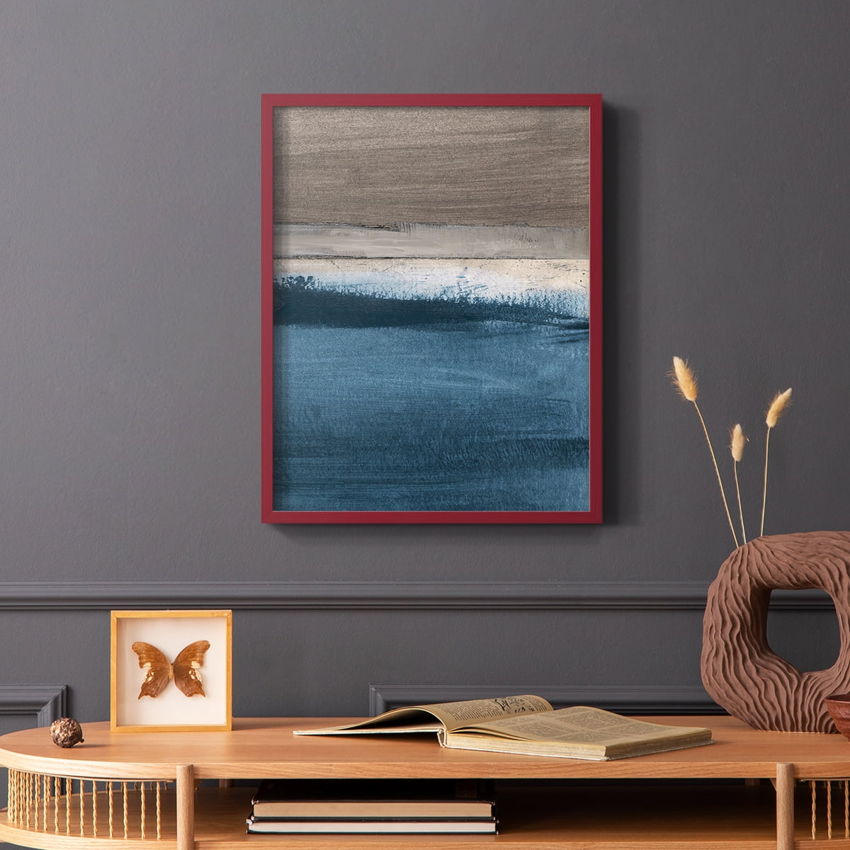Midnight Sky II in Red Solid Wood 8 x 10 Framed Print