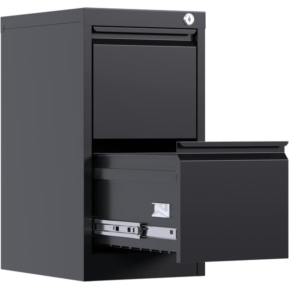 File Cabinet - 28.7"H Metal Office File Cabinet with Secure Lock - for Letter, Legal, A4 & F4 Documents - Ideal for Home Office, Small Business, Dorm Room & Organization (Black, 2 Drawers)