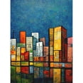 thumbnail image 1 of Colourful Cityscape Building Blocks Reflecting On Water Large Wall Art Poster Print Thick Paper 18X24 Inch, 1 of 4