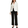 thumbnail image 2 of INSPIRE CHIC Blazer de Travail pour Femme Col à Revers Veste à Manches Longues Blazer de Complet Blanc P, 2 of 6