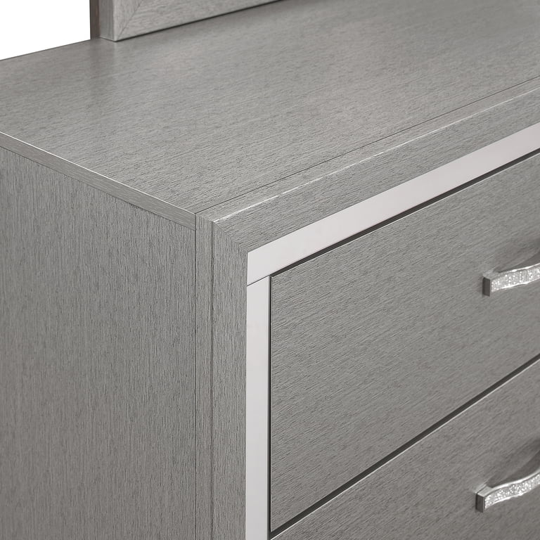 New Classic Furniture Huxley Solid Wood Dresser with Mirror in Gray