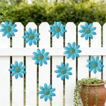 Iron Daisy Wall Decor, Outdoor Garden Wall Hanging, Metal Flower Fence Decoration, Creative Horticultural Ornament, Rustic Courtyard Balcony Decor, Easy Hook Installation, Multi Color Set
