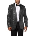 thumbnail image 1 of Blazer de lentejuelas INSPIRE CHIC para hombres con solapa de pico para fiesta de graduación M Negro Plateado, 1 of 5