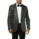thumbnail image 1 of Blazer de lentejuelas INSPIRE CHIC para hombres, con solapa de pico, abrigo deportivo de cuadros brillantes, 2XL, negro y plateado, 1 of 5