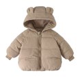 thumbnail image 2 of Jinhomg Baby Boys Girls Coats Toddler Winter Jacket Cute Bear Ear Hooded Down Coat Kids Warm Outerwear Khaki 120, 2 of 5