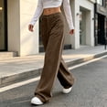 thumbnail image 4 of WULMLEO Womens Corduroy Pants Low Rise Wide Leg Cargo Bottoms Casual Baggy Lounge Tousers Office Business Work Pant with Pockets Coffee XL, 4 of 7