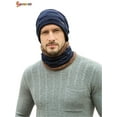 thumbnail image 2 of Spencer 2Pcs Winter Hats Scarf Set Warm Knitted Beanie Hat Thick Fleece Lined Skull Cap Head Neck Warmer for Men Women, 2 of 7
