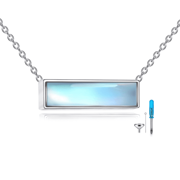 Bar Moonstone Urn Necklace Sterling Sliver Cremation Jewelry Urn Necklaces for Ashes for Women