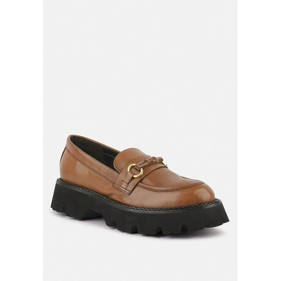 CHEVIOT Tan Chunky Leather Loafers