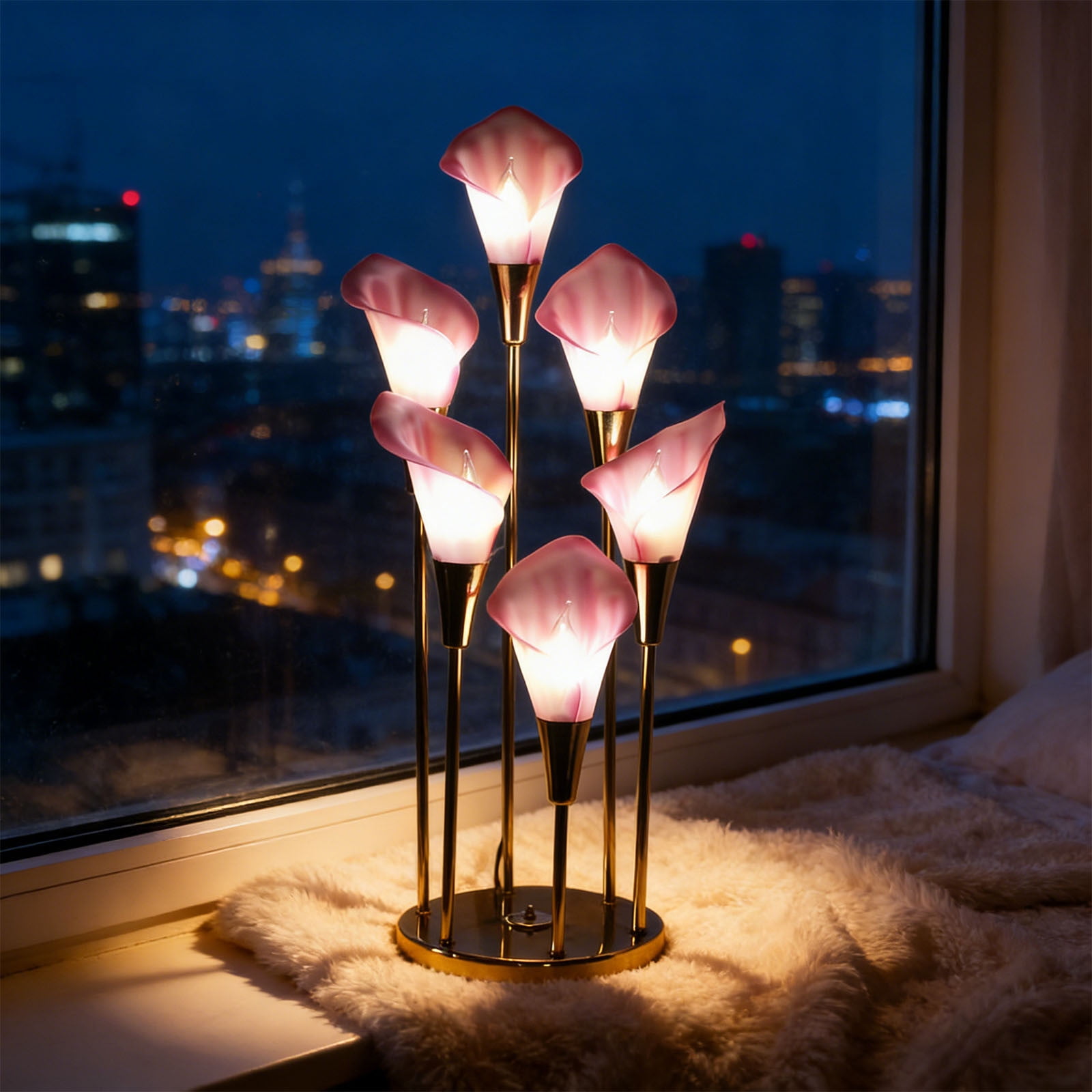 FYHALE Flower Table Lamp for Indoor Decor Holiday Birthday Gifts for Women Mom and Grandma Cute Flower Metal Garden Decor Flower Garland Fairy Lights for Wedding Bedroom Porch Floral Home Decor
