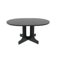 thumbnail image 5 of SESSLIFE 59 inch Expandable Dining Table, Farmhouse Solid Wood Trestle Base Kitchen Table with Removable Leaf, Oval Extension Mechanism Dining Room Table for 6, Black, 5 of 10