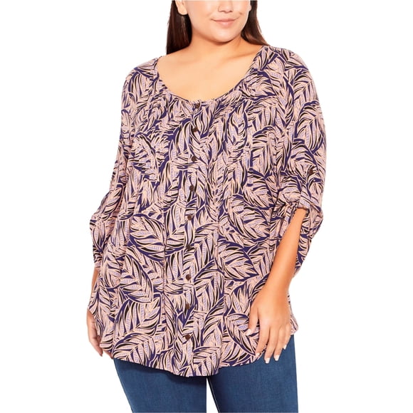 avenue Womens Pintucked Shell Blouse, medpurple, Plus Size, 22/24