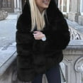 thumbnail image 4 of Women Thicken Warm Fluffy Hooded Coat Long Sleeve Faux Fur Jacket Outerwear, 4 of 8
