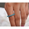 thumbnail image 2 of Round Blue Turquoise Full Eternity Band, Engagement Bridal Ring, Matching Band, Turquoise Jewelry, Promise Ring, 14K Rose Gold plated Band ring, 2 of 5