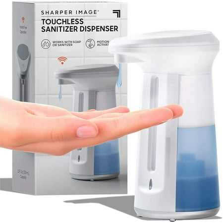 Sharper Image Touchless Soap Dispenser  Motion Activated Pump for Soap and Hand Sanitizer  Adjustable Dispensing Volume  Battery Operated Hands Free