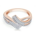thumbnail image 3 of 1/7 CT Baguette Cut Natural White Diamond Bypass Band Ring In 14K Rose Gold Plated 925 Sterling Silver (Color: I-J, Clarity: I2-I3, 0.15 Cttw) -8.5, 3 of 8