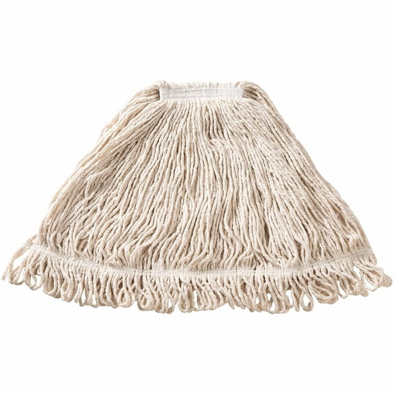 Rubbermaid Super Stitch Blend Mop Head, Large, Cotton/Synthetic, White, 6/Carton